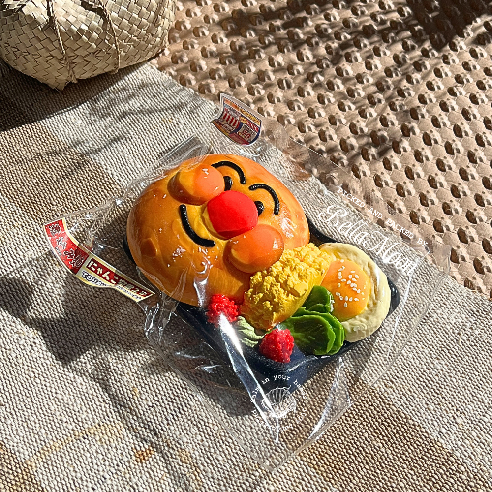Colorful Anpanman bento box TABA squishy with Greek yoghurt texture, handmade slow rising stress relief squishy Sydney Australia