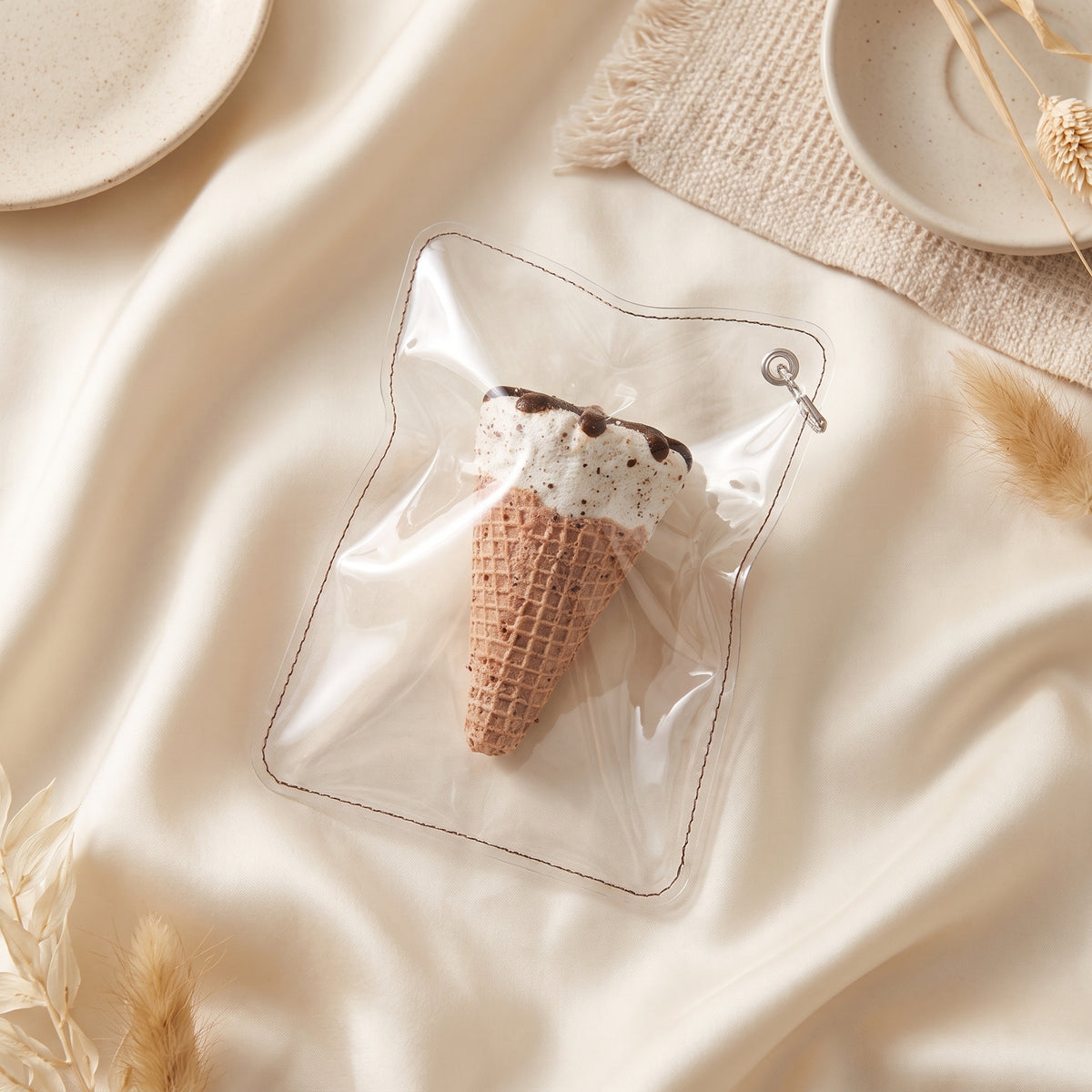 Chocolate crunch cone TABA squishy with Greek yoghurt texture and crisp chocolate shell finish, handmade moderate rising stress relief squishy Australia Sydney