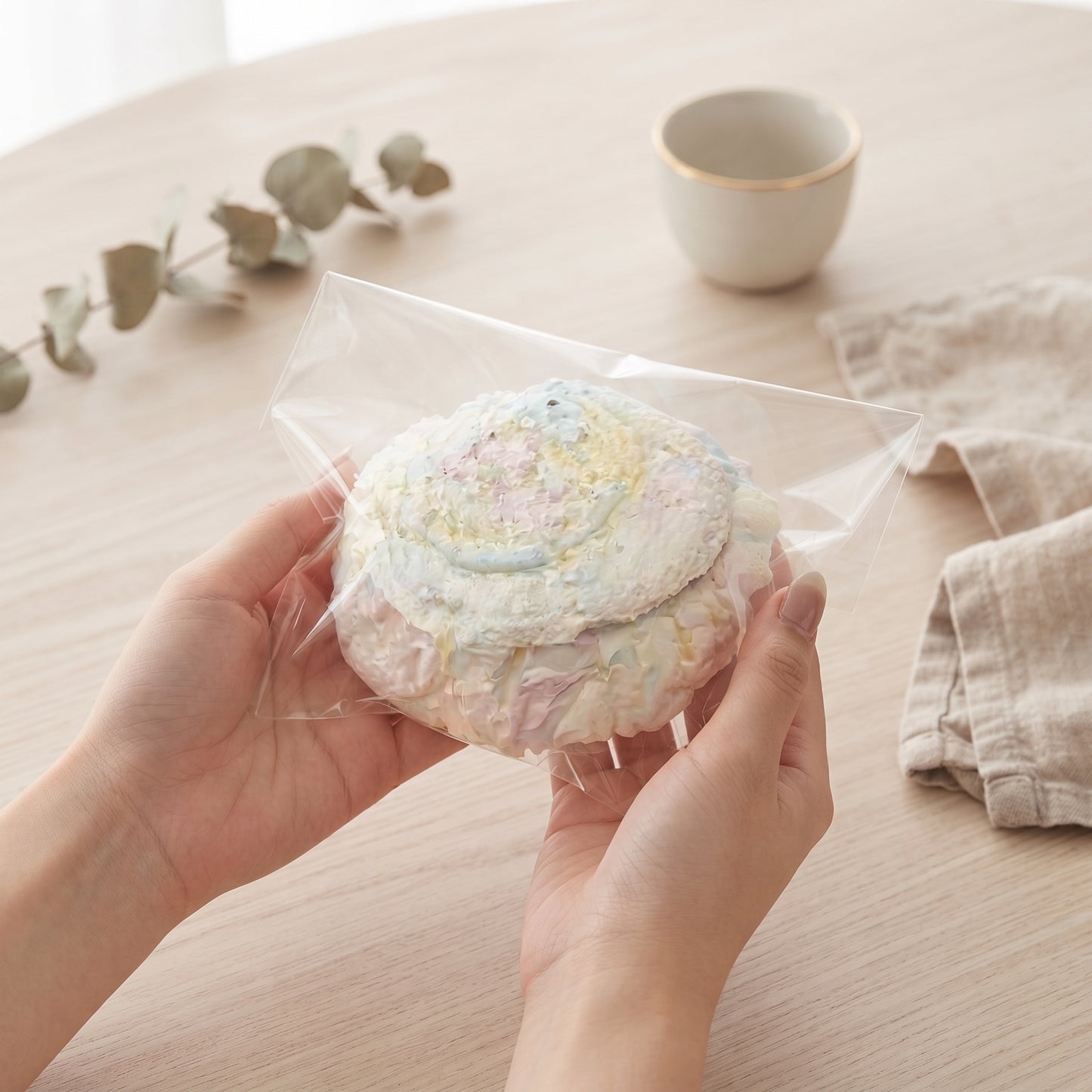 Cotton candy cupcake TABA squishy with whipped cream texture and pastel swirl topping, handmade moderate rising stress relief squishy Australia Sydney