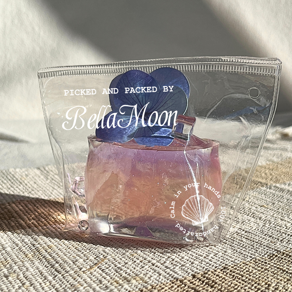 Deep purple hydrangea bloom jelly cup squishy with crystal clear gel, handmade slow rising stress relief squishy Sydney Australia