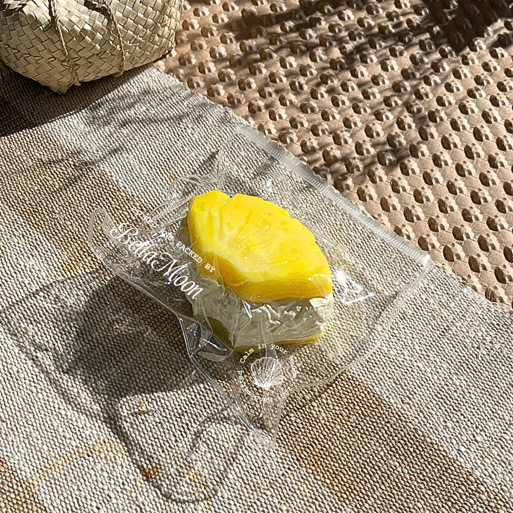 Yellow pineapple cream sandwich TABA squishy with dry yoghurt texture, handmade slow rising stress relief squishy Sydney Australia