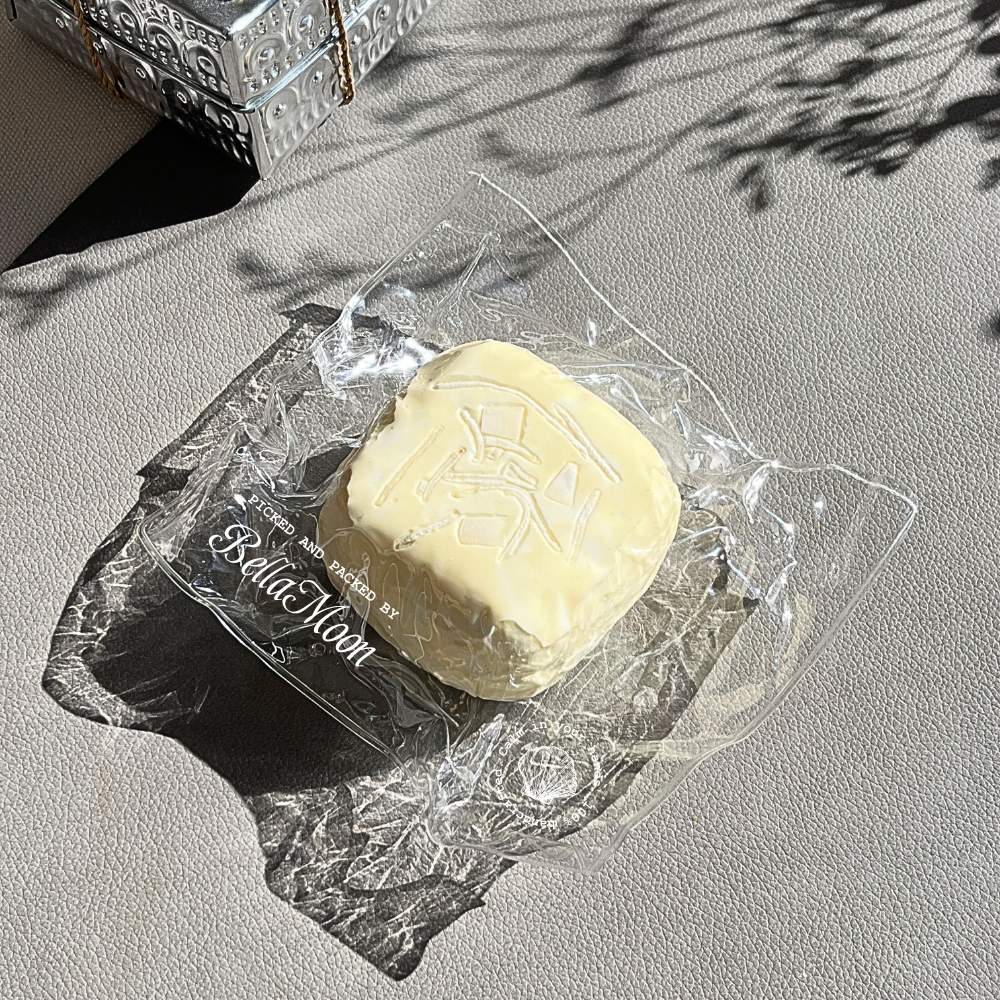 Almond Tofu Milk Curd Squishy in milky white, Asian dessert-inspired stress relief toy with frozen butter softness, Australia