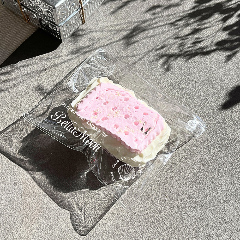Strawberry cream crunch biscuit squishy with Greek yogurt texture, 152g pink and colorful food design for affordable stress relief