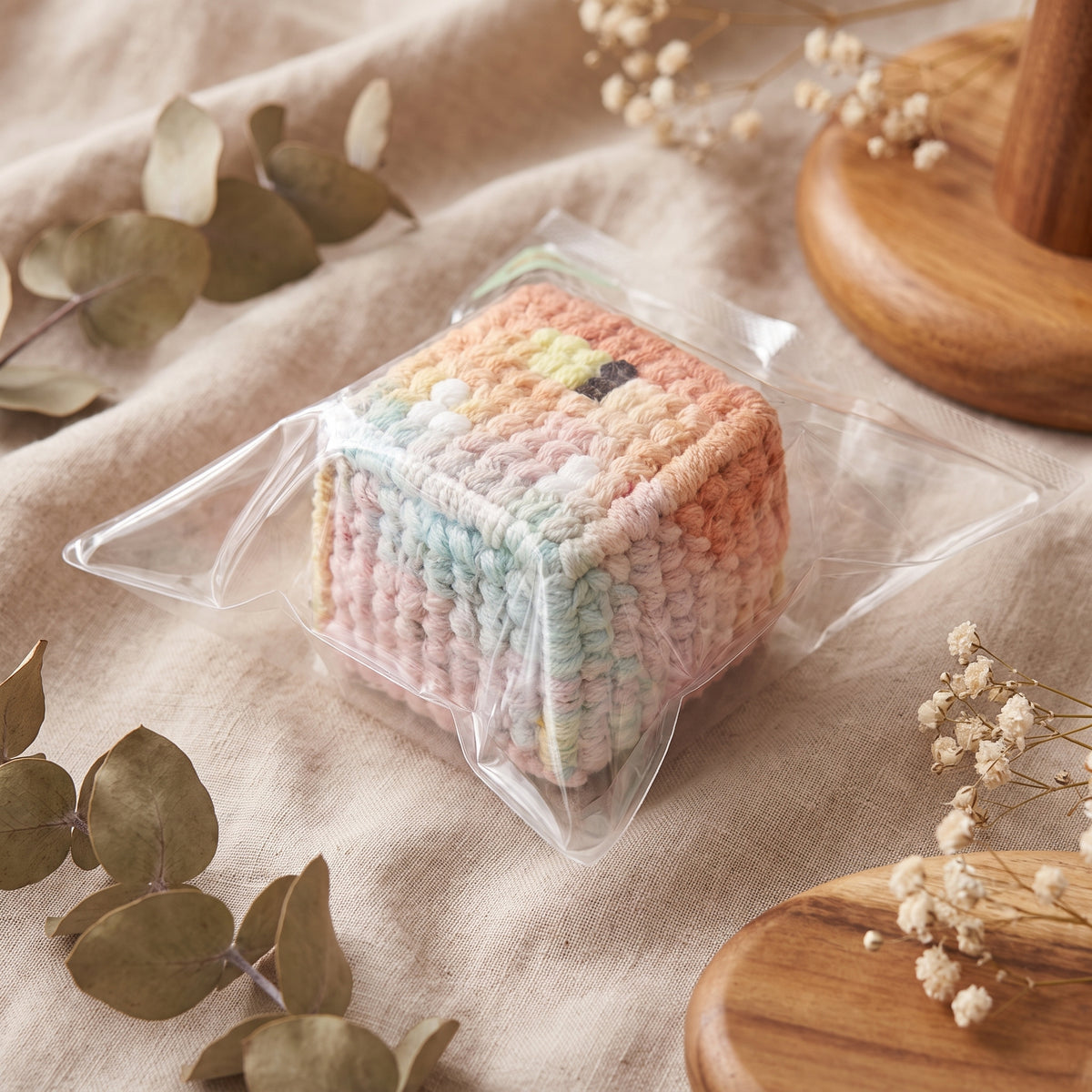 Abstract woolen apple TABA squishy with whipped cream texture and knitted wool-look finish, handmade slow rising stress relief squishy Australia Sydney