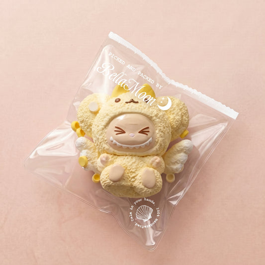 Angel-themed SISI Labubu TABA squishy with whipped cream texture and soft pastel finish, handmade extra slow rising stress relief squishy Australia Sydney