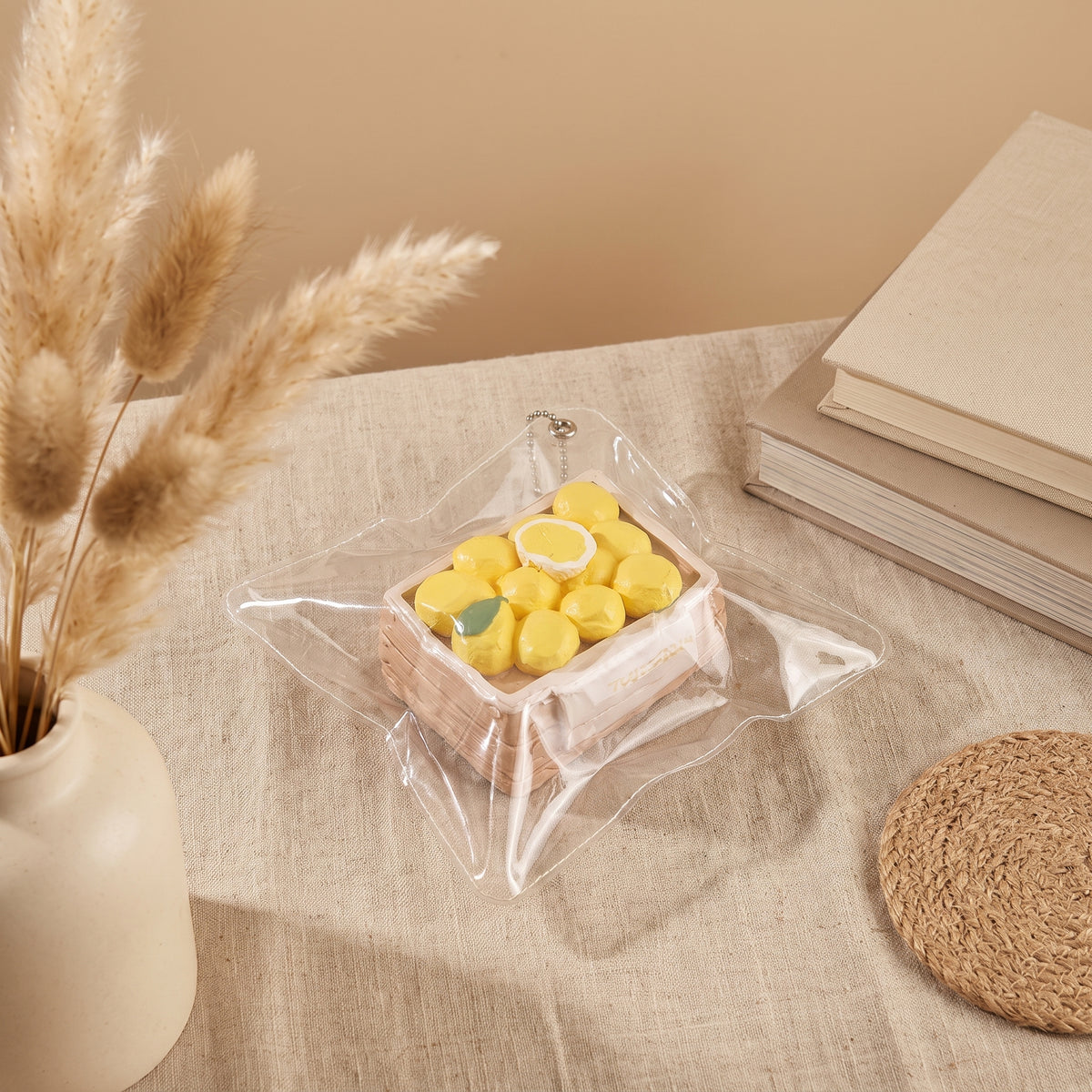 Basket of lemon TABA squishy with Greek yoghurt texture and clustered citrus design, handmade slow rising stress relief squishy Australia Sydney