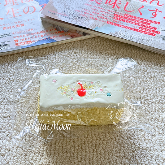 Cherry cream cake TABA squishy with buttercream texture and glossy cherry topping, handmade extra slow rising stress relief squishy Australia Sydney