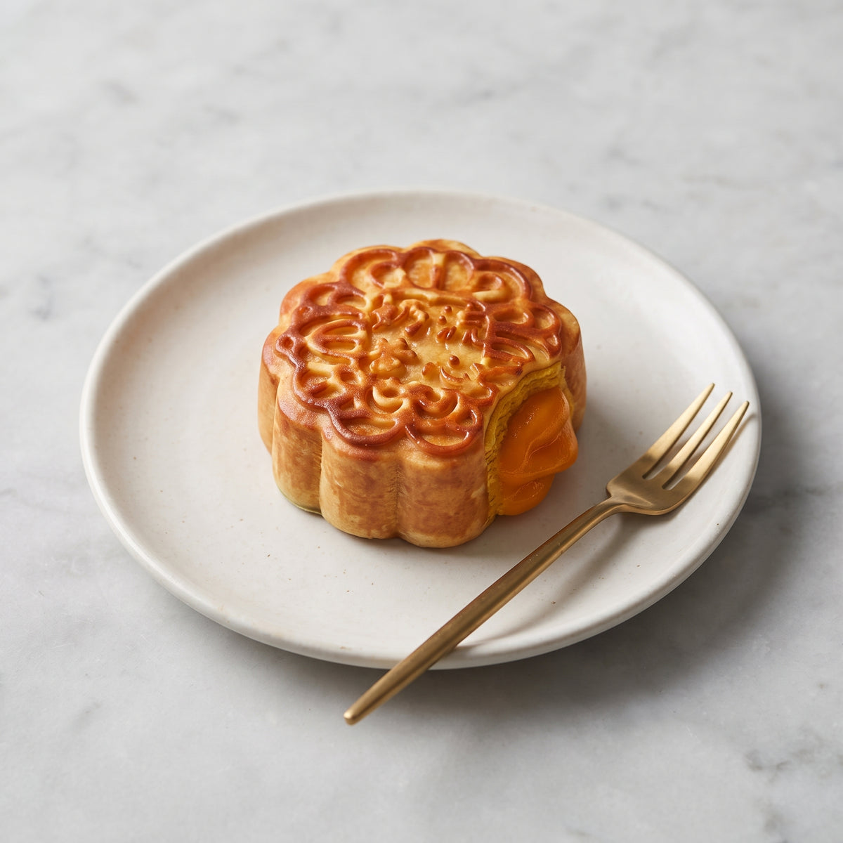 Custard lava mooncake TABA squishy with molten golden custard centre and Greek yoghurt texture, handmade slow rising stress relief squishy Australia Sydney