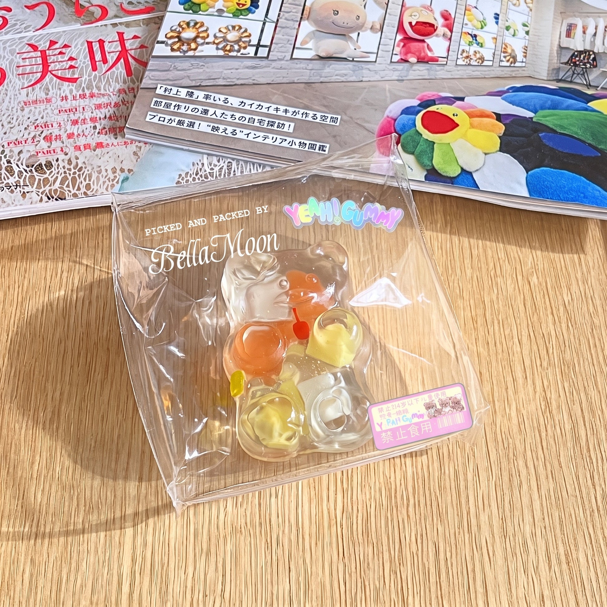 Fruity gummy bear TABA squishy with translucent gel texture, handmade slow rising stress relief squishy Australia Sydney