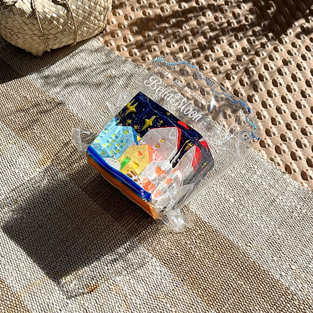 Colorful luminous city noctilucent glow in the dark TABA squishy with gel texture, handmade slow rising stress relief squishy Australia Sydney under sunlight