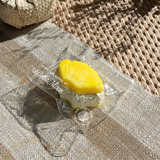 Yellow pineapple cream sandwich TABA squishy with dry yoghurt texture, handmade slow rising stress relief squishy Sydney Australia