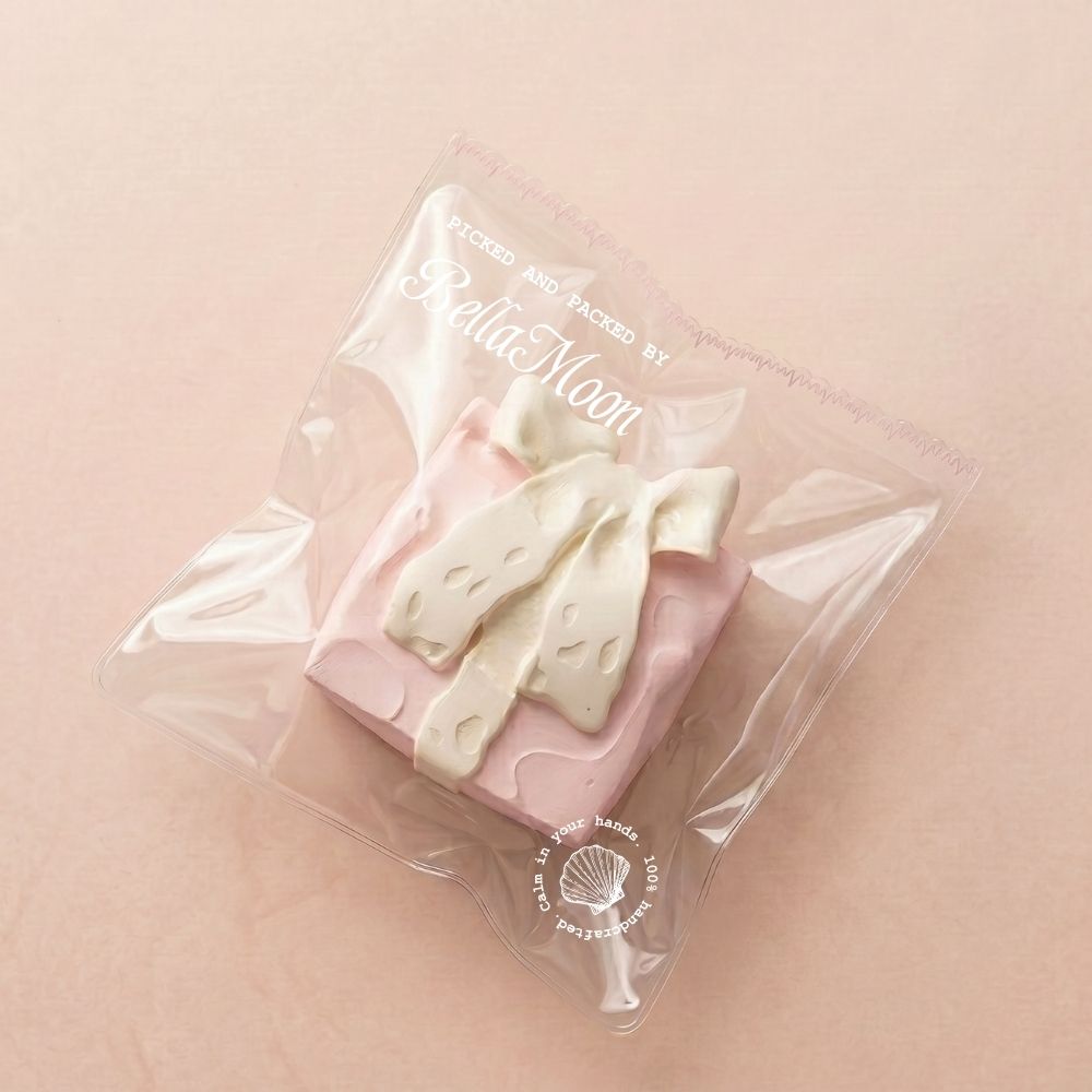 Pink ribboned gift box TABA squishy with soft butter texture, handmade slow rising stress relief squishy Australia Sydney