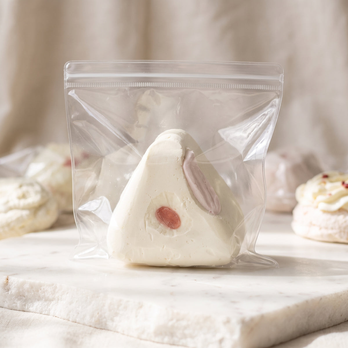 Pomegranate pocket bun TABA squishy with soft butter texture and jewel-toned filling, handmade moderate rising stress relief squishy Australia Sydney