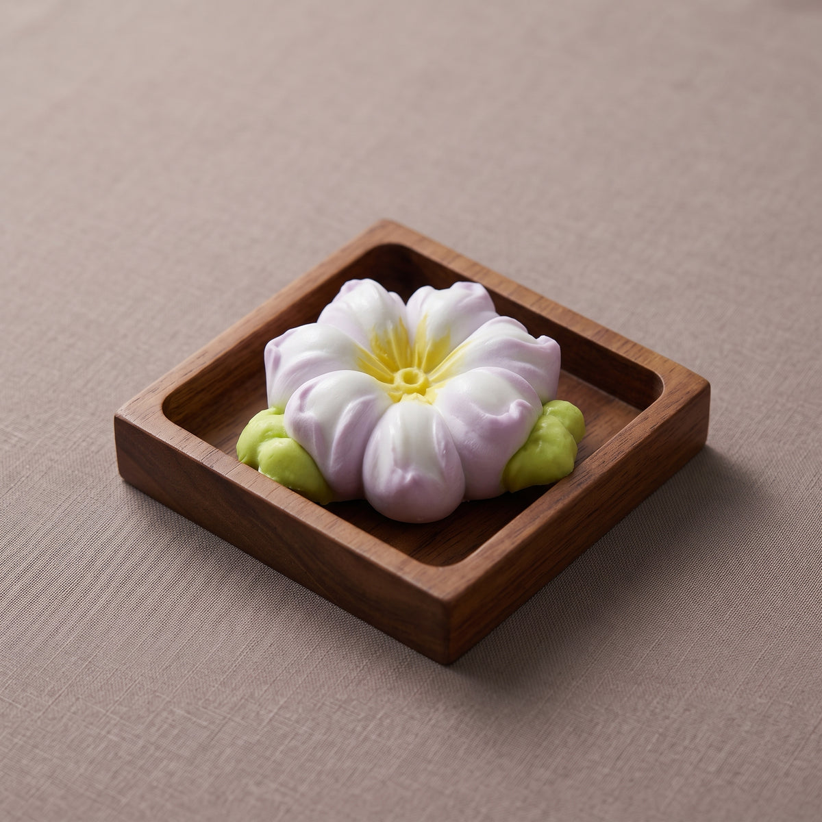 Purple peach blossom mooncake TABA squishy with stamped floral pattern and Greek yoghurt texture, handmade slow rising stress relief squishy Australia Sydney