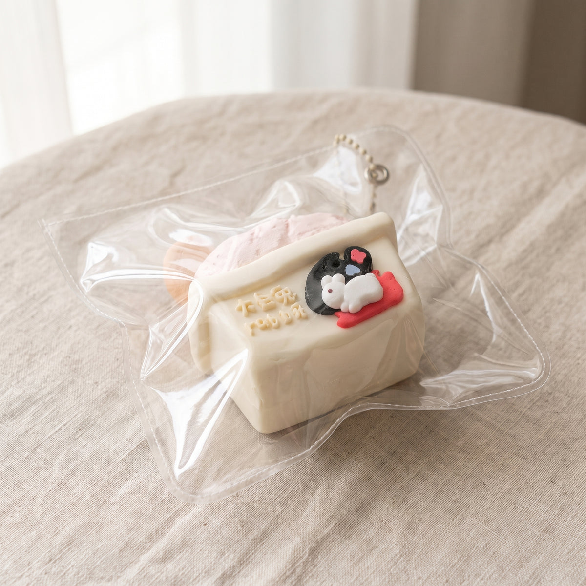 Rabbit candy ice cream TABA squishy with whipped cream texture and creamy milk swirl, handmade moderate rising stress relief squishy Australia Sydney