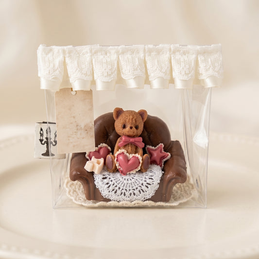 Teddy bear TABA squishy with dough texture and pensive expression, handmade fast rising stress relief squishy Australia Sydney