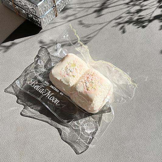 Pink peach velvet marshmallow squishy with nougat-inspired extra-slow rise for delicate comfort and charm