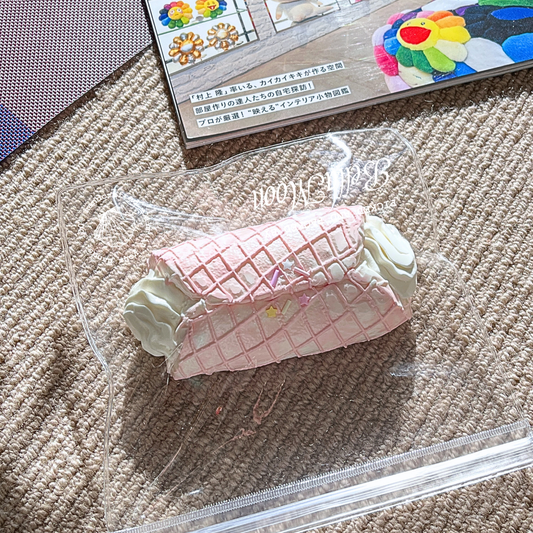 Strawberry Creamy Eggroll squishy with pink Greek yogurt texture, spirit-lifting stress relief reward