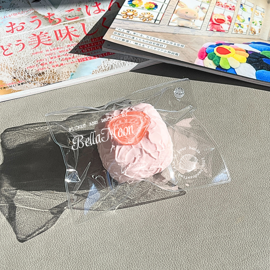 Strawberry Jelly Milk Curd Squishy in soft pink with nougat texture, nostalgic Australian stress relief toy with extra slow rise